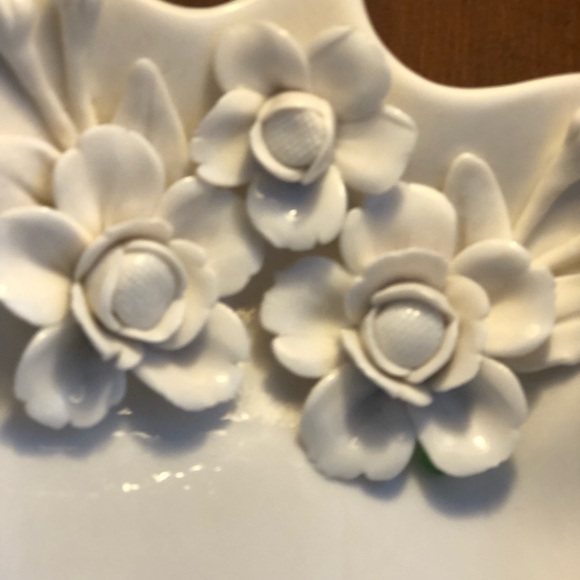 GRACE TEA-WARE Porcelain Trinket Dish. Jewelry Cache 10”. Sculpted Flowers - Picture 11 of 14